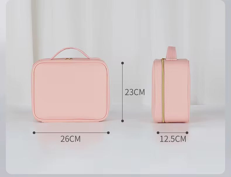 LED Makeup Organizer Case with Adjustable Dividers & Mirror