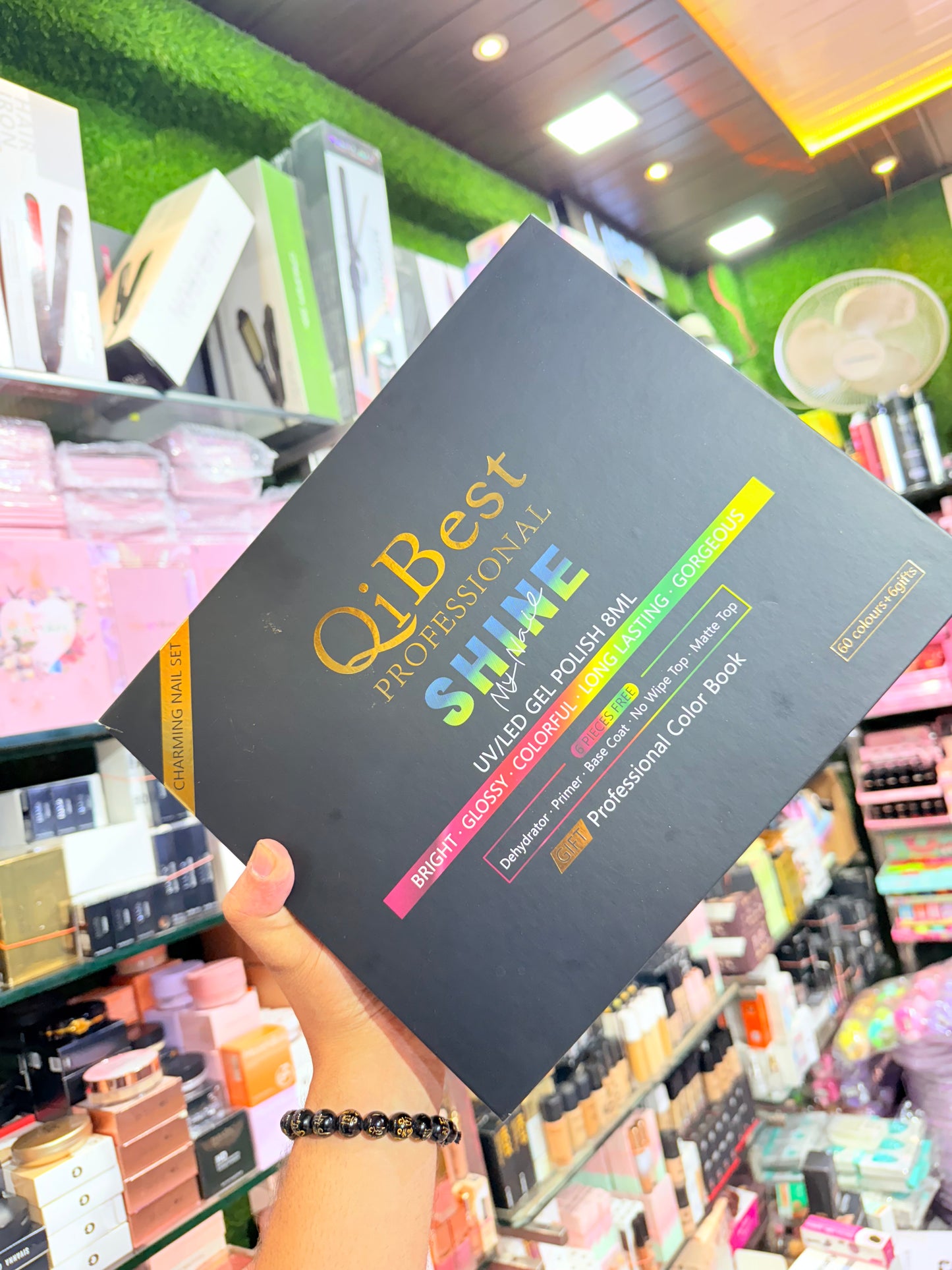 QIBEST 60PCS Gel Nail Polish Set with Base Glossy Matte and Glitter Top Coat Gel Polish - FREE UV LAMP