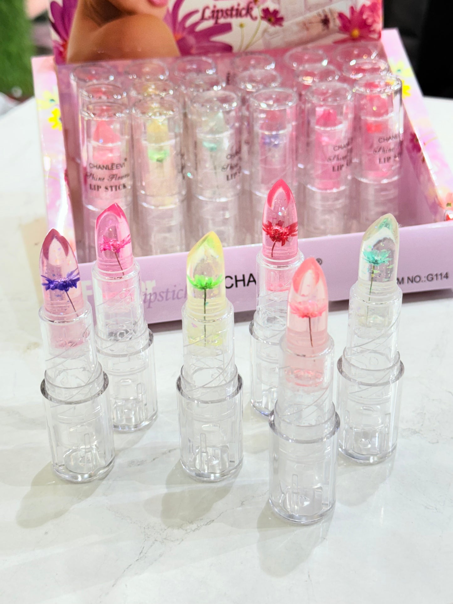 Flower Jelly Lipsticks | Wholesale Pack 24pcs | Magic Pink | Kawaii