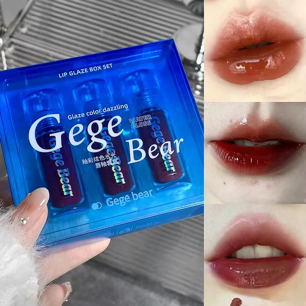 GegeBear Dazzle Lip Glaze Set of 3 - Blue (Glass like lips π)