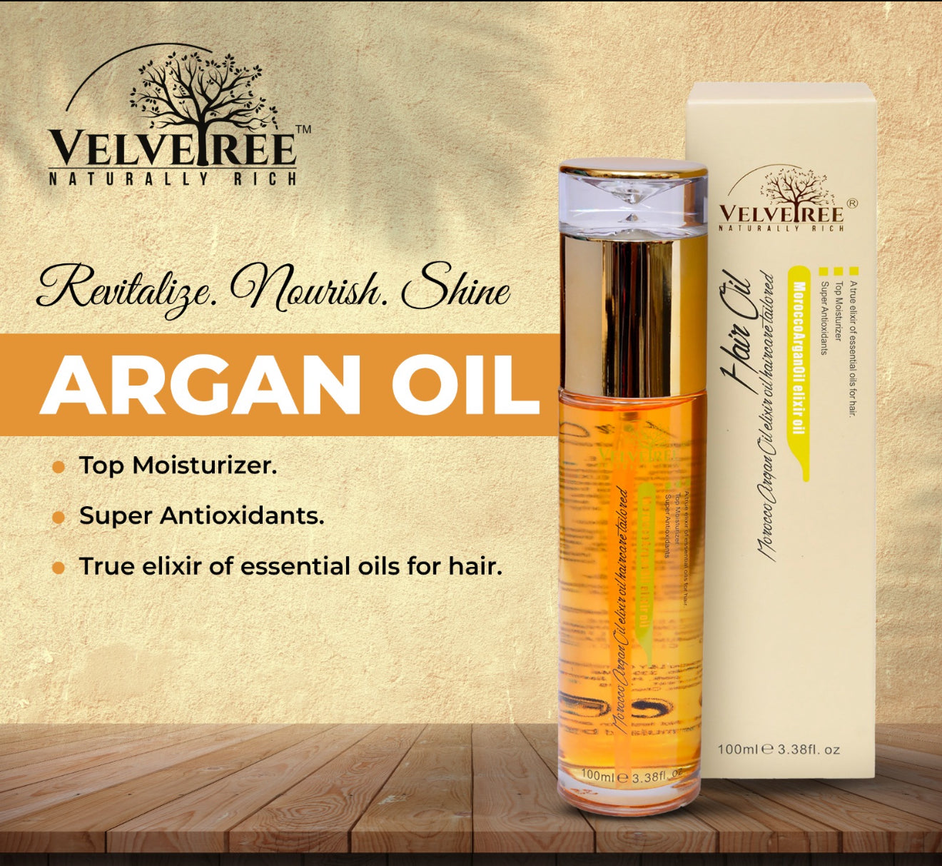 Velvetree Naturally Rich Morrocan Hair Oil (100ml)