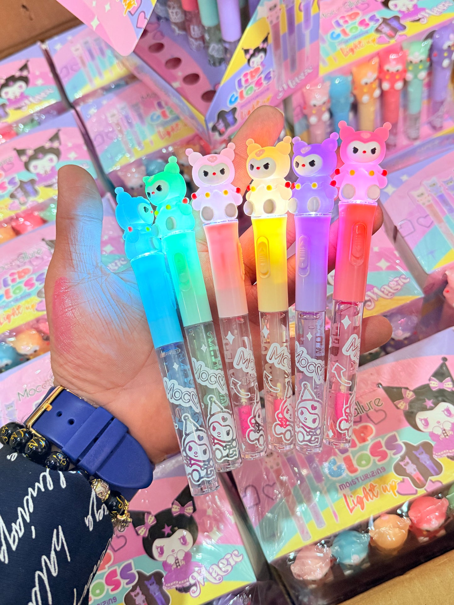 Chromie Magic Pink Kawaii Lipgloss with LED Light - (24pcs Pack)