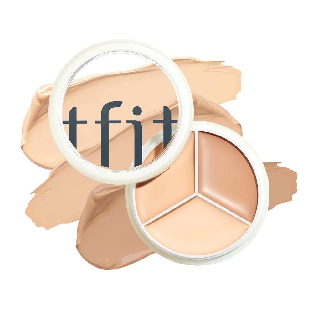 Tfit Cover Up Pro Concealer Palette - 3-in-1 Full Coverage (01 Neutral,0.52 Oz) for Dark Circles, Spots, Puffiness - High Coverage All Skin Tones