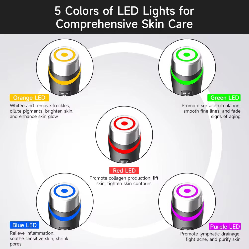 6-in-1 LED Skin Rejuvenation & Microcurrent Facial Device – Glow, Lift & Treat at Home