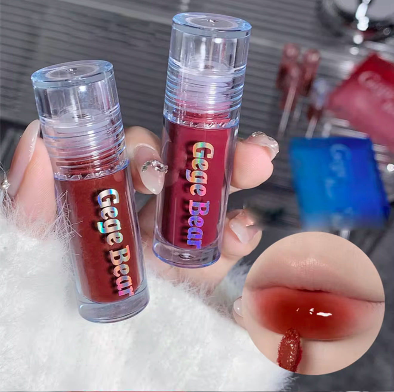 GegeBear Dazzle Lip Glaze Set of 3 - Red Packing (Glass like lips π)