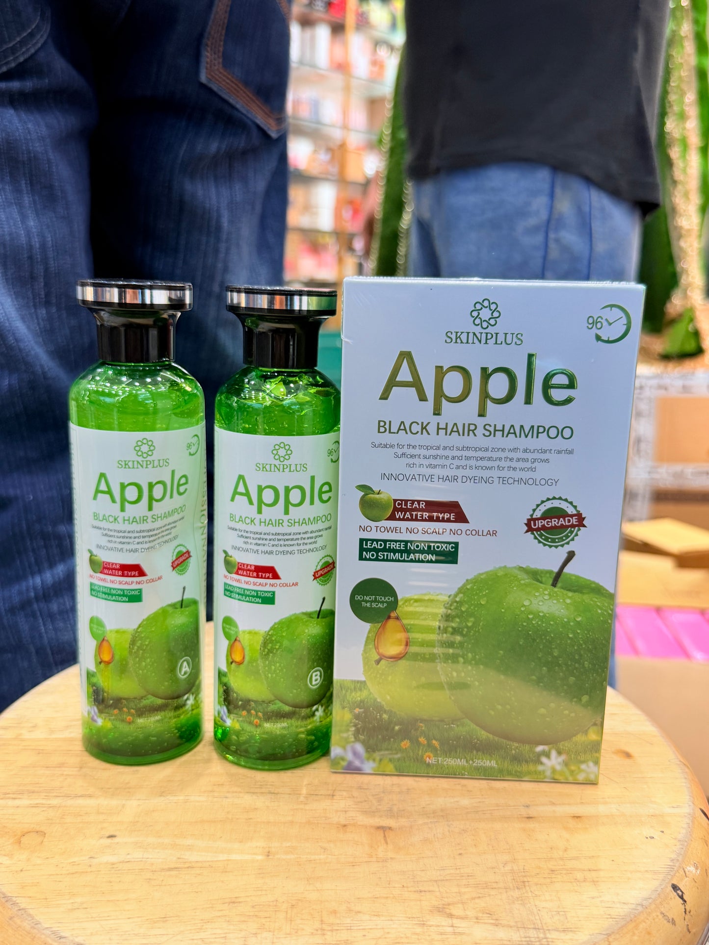 Skinplus Apple Natural Black Hair Shampoo – The Best Choice | Premium Natural Black Hair Color (Not Jet Black) | 250ml + 250ml