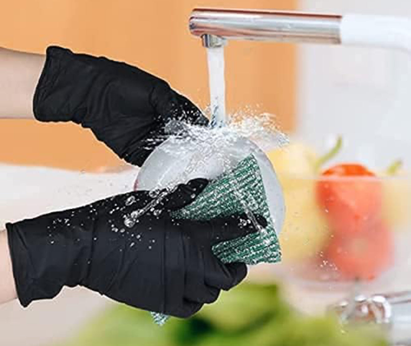 Disposable Nitrile Gloves,Black 100 Pcs-Latex Free Powder Free - Multipurpose Working Gloves (Large)