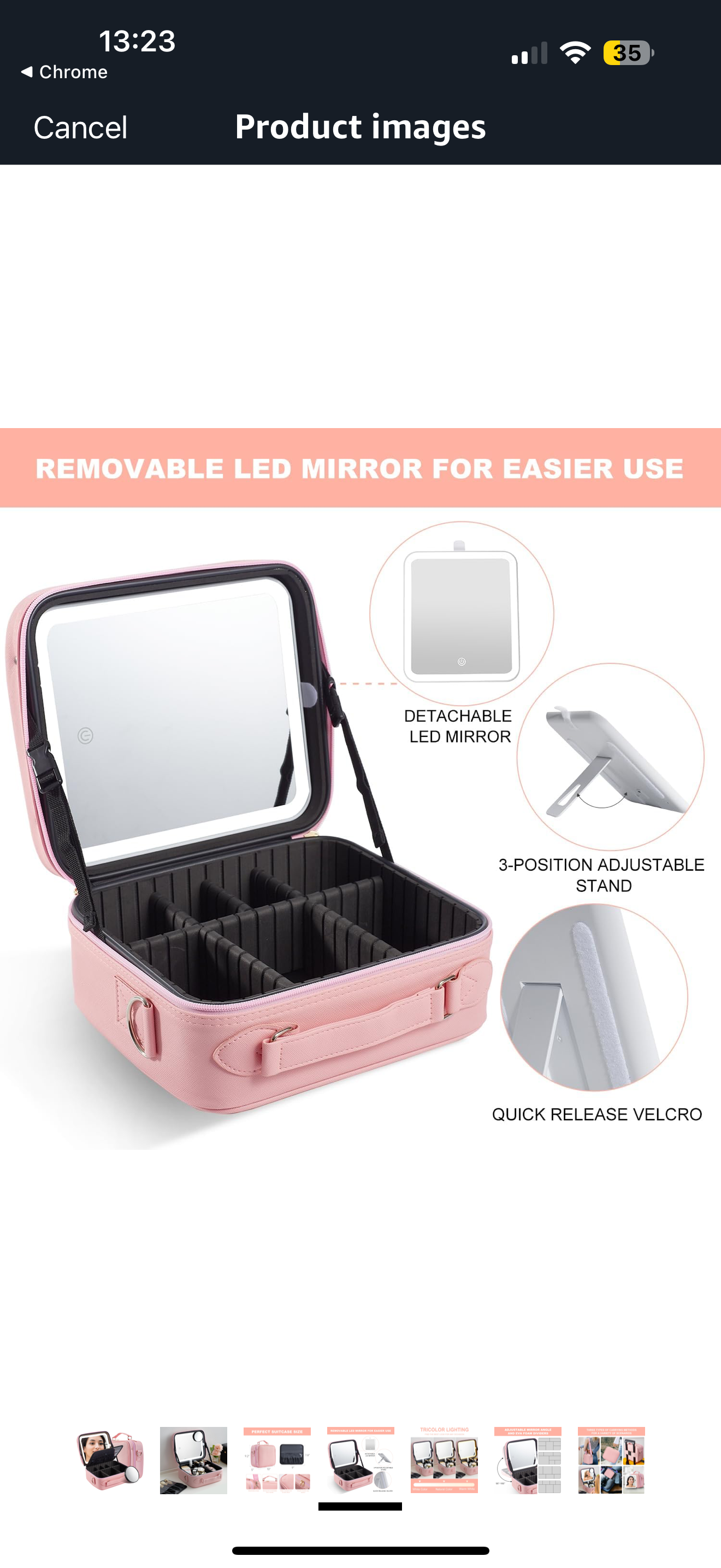 LED Makeup Organizer Case with Adjustable Dividers & Mirror