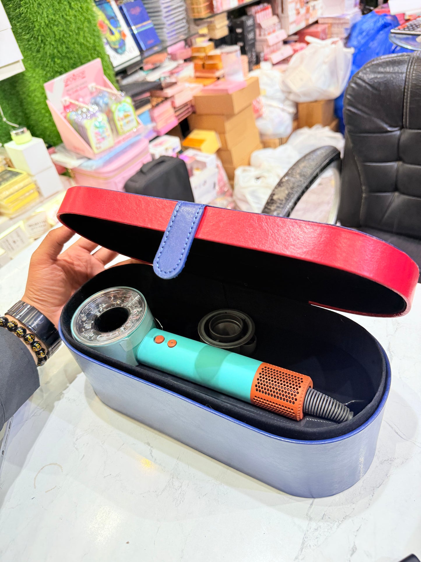 Premium High-Speed Hair Dryer with Luxury Travel Case – Turquoise Edition 1500Watts