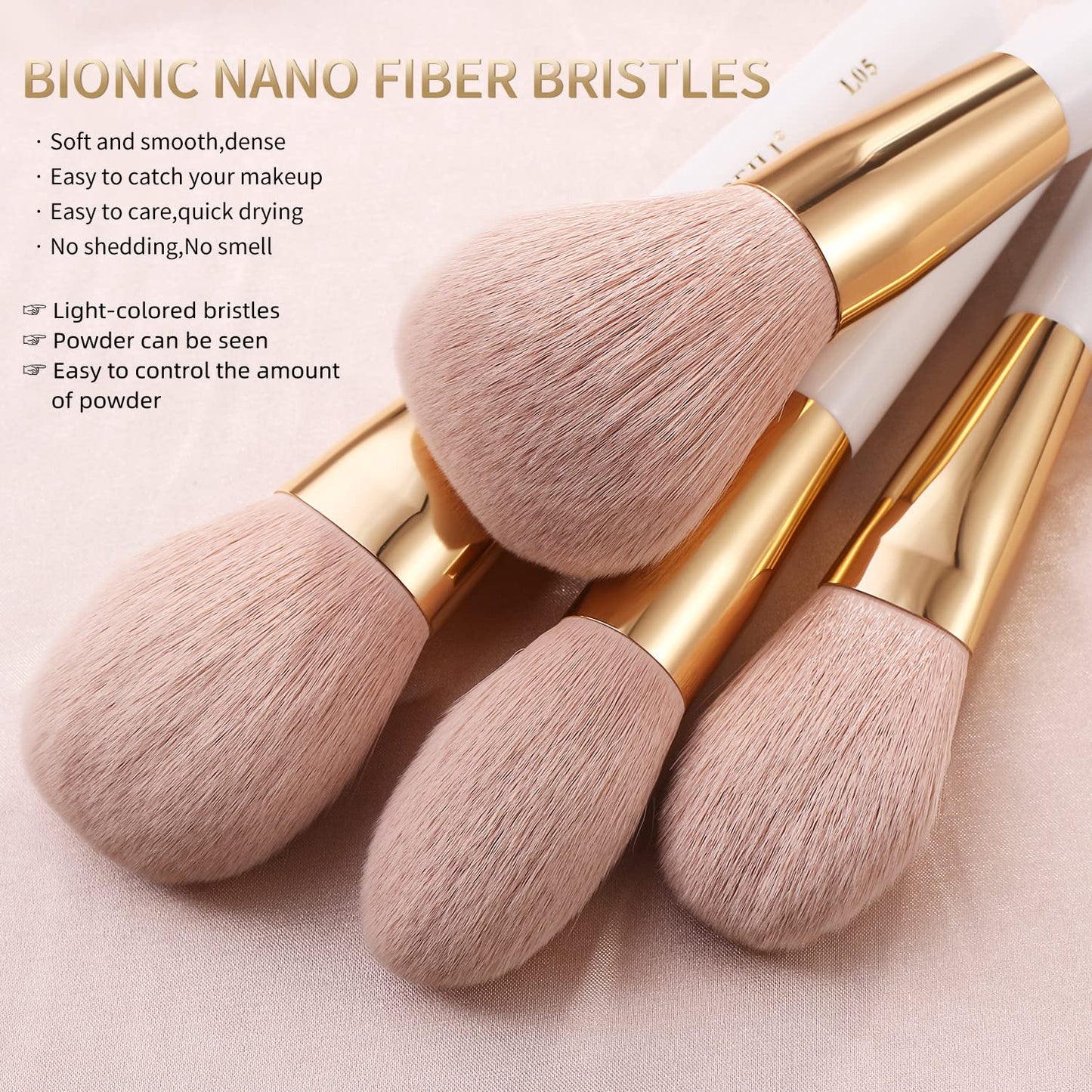 BEILI Makeup Brushes 30Pcs Professional Makeup Brush Set Premium Pink Vegan Synthetic Kabuki Foundation Blending Brush Face Powder Blush Concealers Eye Shadows Make Up Brush Set (White/Rose Gold)