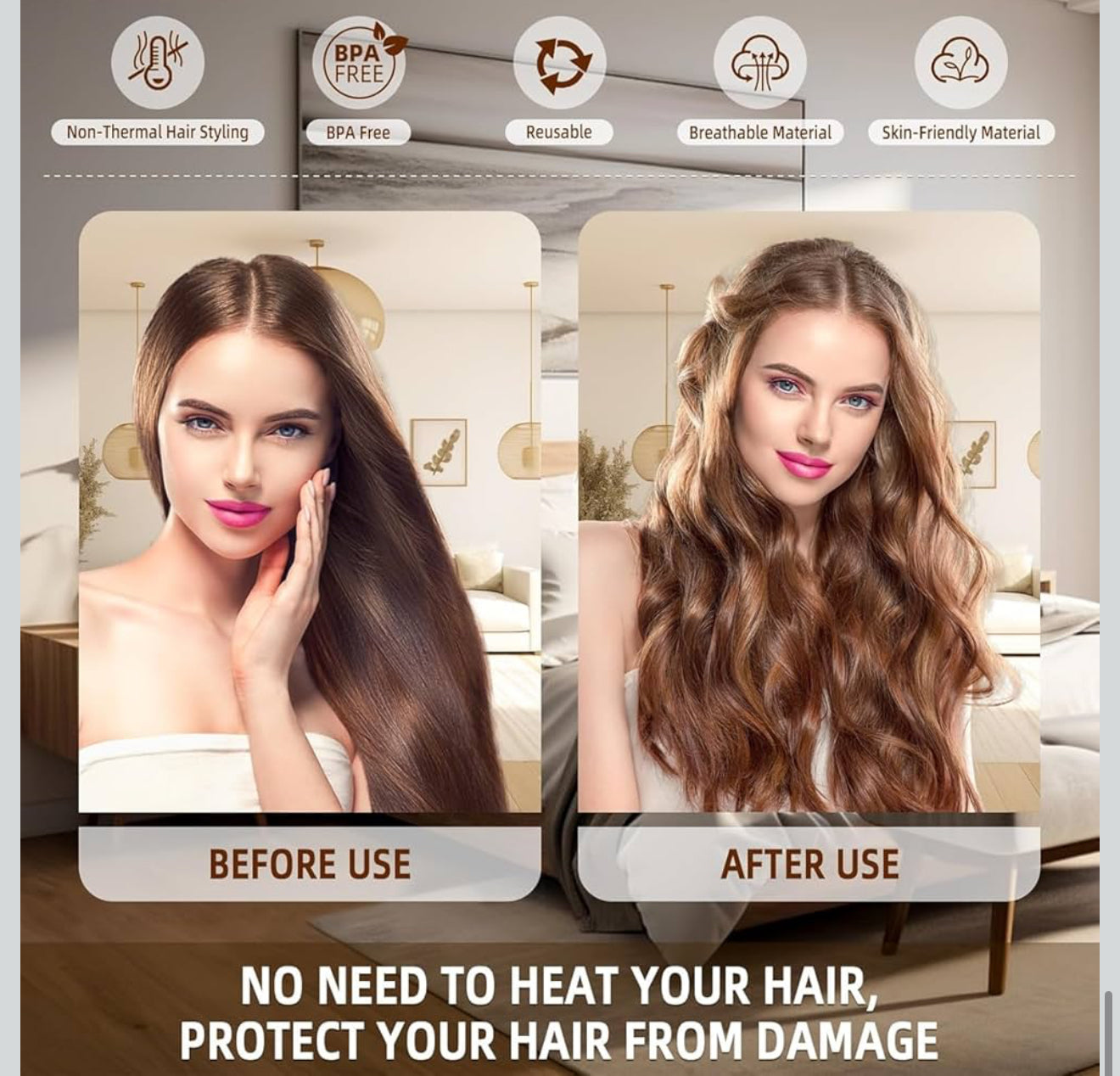 Heatless Hair Curler - Overnight 3pcs - Random Color