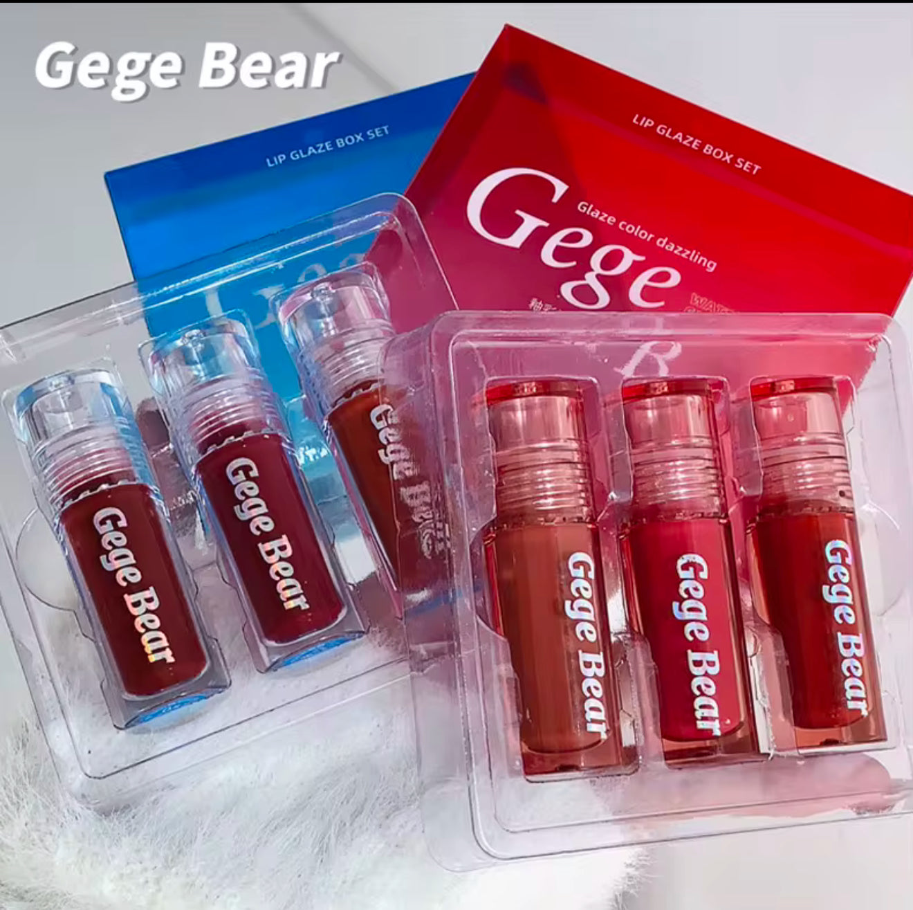 GegeBear Dazzle Lip Glaze Set of 3 - Red Packing (Glass like lips π)