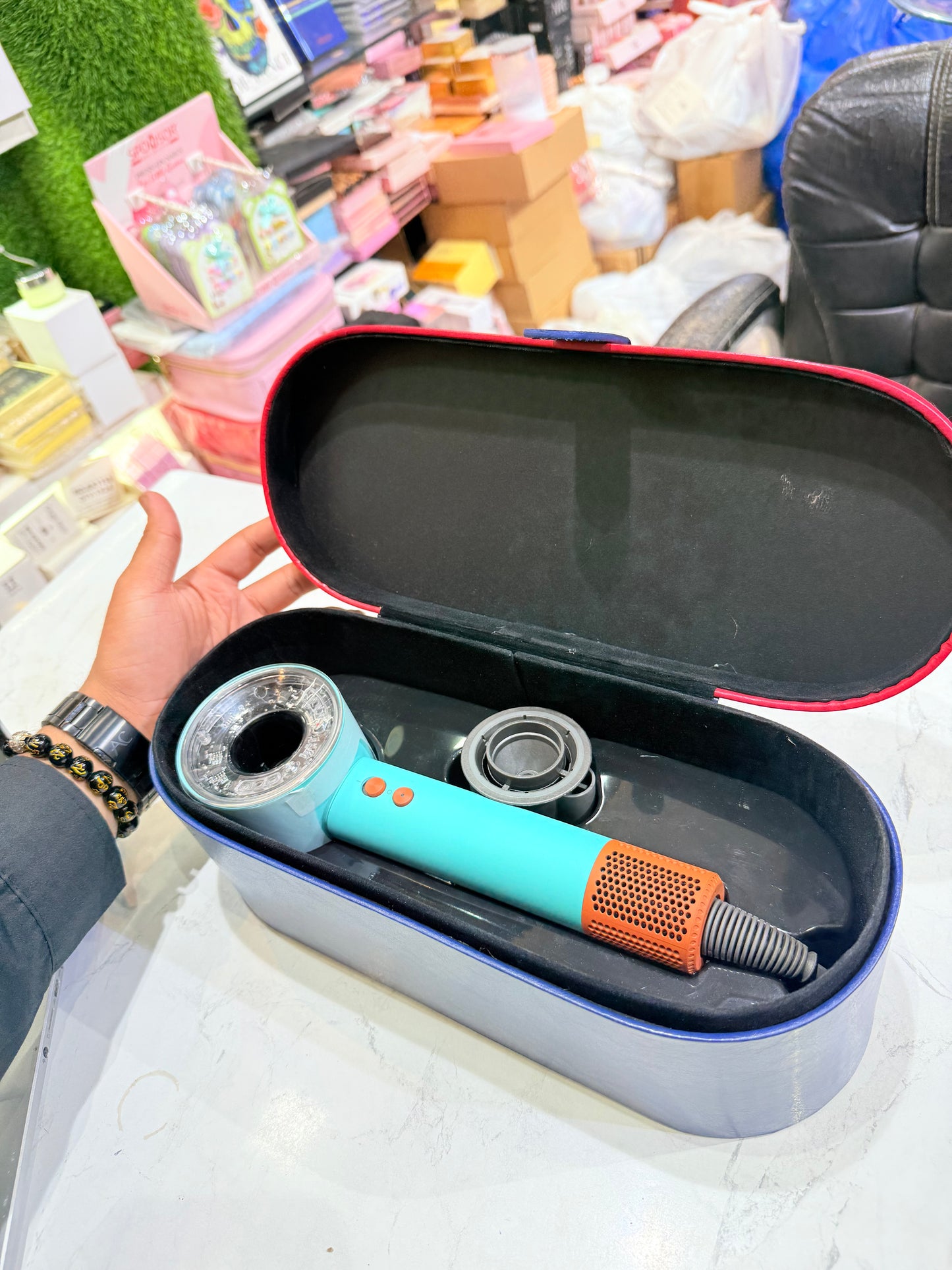 Premium High-Speed Hair Dryer with Luxury Travel Case – Turquoise Edition 1500Watts
