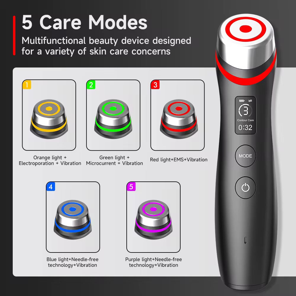 6-in-1 LED Skin Rejuvenation & Microcurrent Facial Device – Glow, Lift & Treat at Home