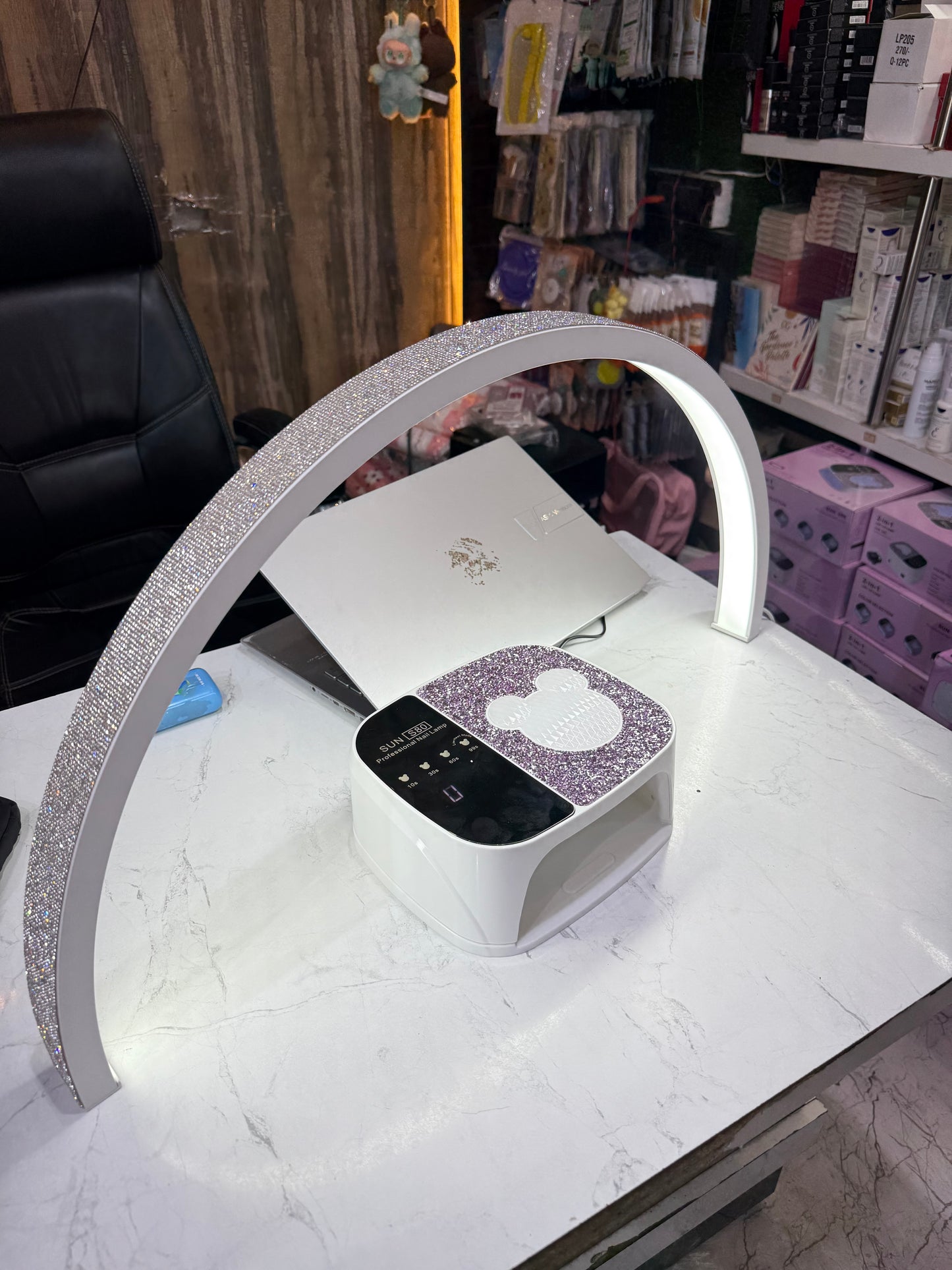 Moon Lamp Luxury Arch Nail Desk Lamp with Diamond Sparkle Finish