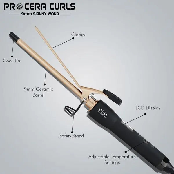 VEGA PROFESSIONAL Pro Cera Curls 22mm Barrel Hair Curler - VPMCT-03