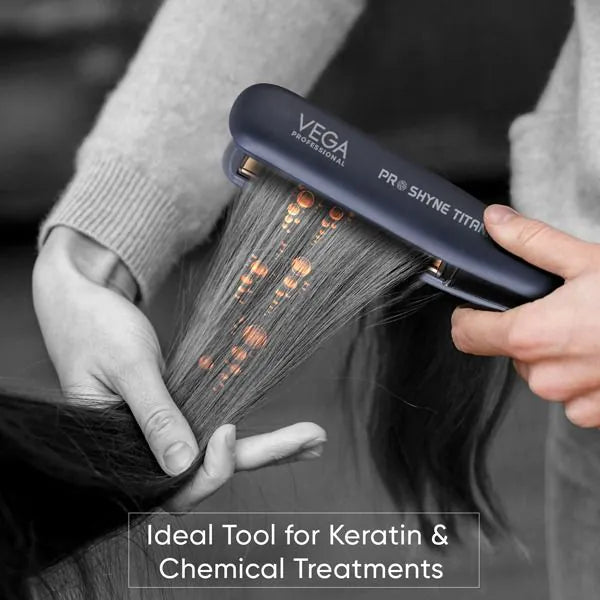 Vega Professional Pro-Shyne Titanium Hair Straightener with 38mm wide Rose Gold Titanium Floating Plates for Enhanced Shine - VPPHS-14