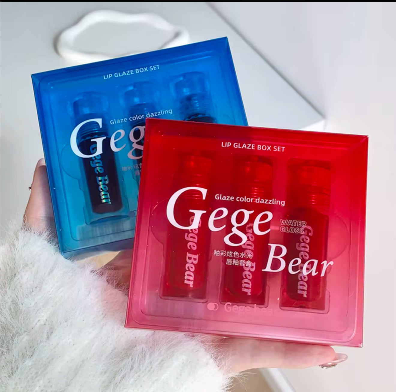 GegeBear Dazzle Lip Glaze Set of 3 - Red Packing (Glass like lips π)