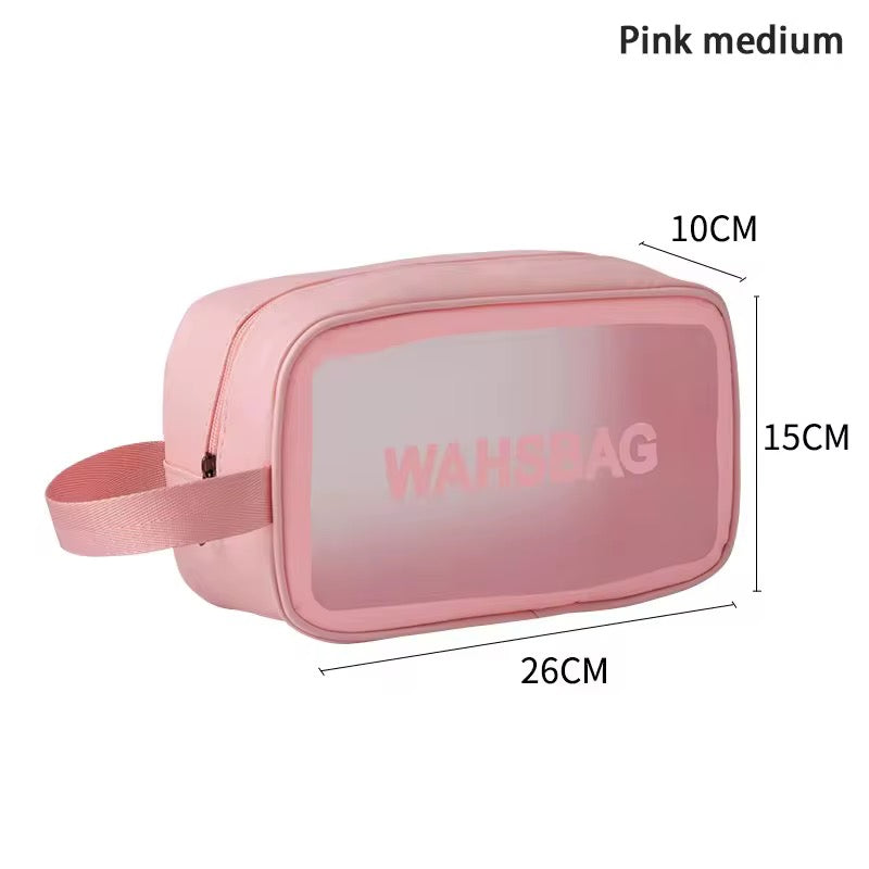 Transparent Pink Travel Wash Bag β Set of 3