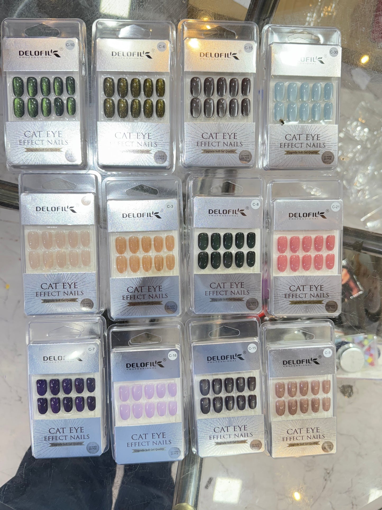 CAT EYE NAILS 12 SETS (24 TIPS IN EACH PACK)