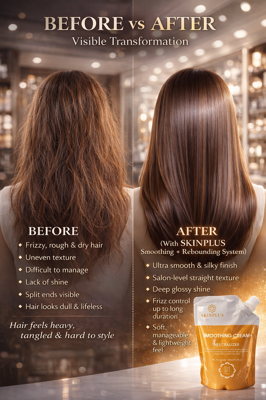 SkinPlus Smoothing Cream+ Rebounding Cream (01 & 02) – Professional Hair Straightening System | 500ml+500ml