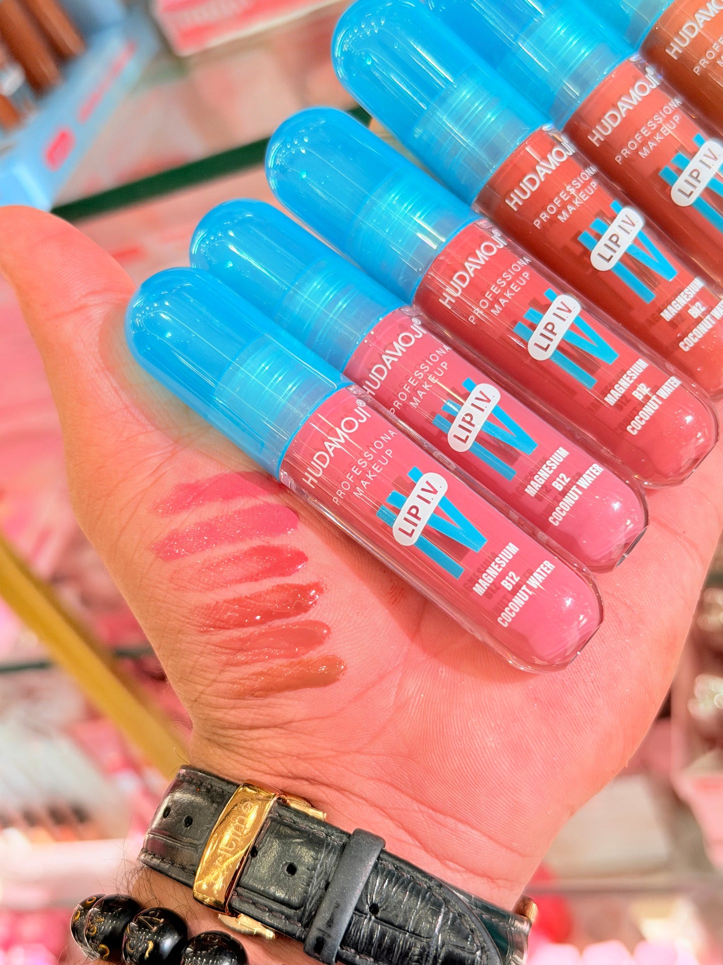 Hudamoji Lip IV Hydrating Lip Gloss – Vitamin Infused Glossy Tint (Magnesium + B12 + Coconut Water)