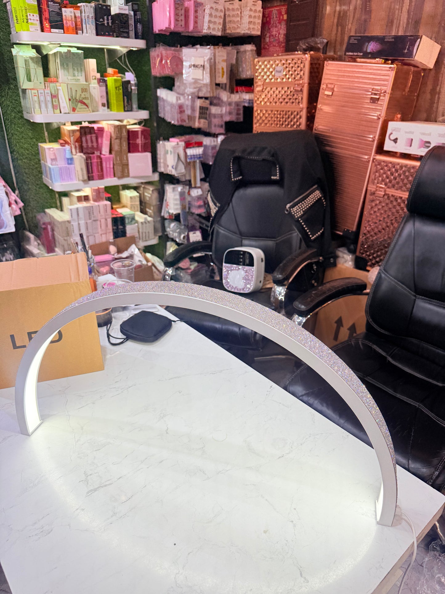 Moon Lamp Luxury Arch Nail Desk Lamp with Diamond Sparkle Finish