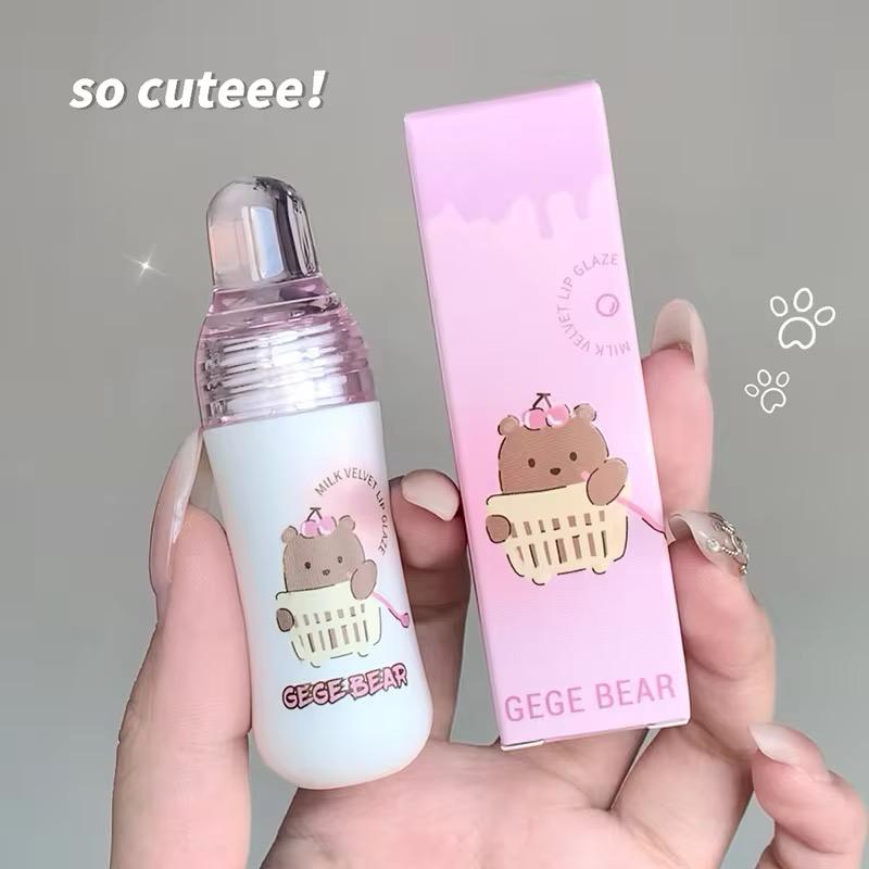 ege Bear Milk Bottle Lip Gloss 🍼✨ | Matte Velvet Finish 💄 | Moisturizing & Waterproof 💧 | Non-Sticky & Long-Lasting ⏳