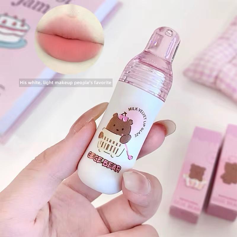 ege Bear Milk Bottle Lip Gloss 🍼✨ | Matte Velvet Finish 💄 | Moisturizing & Waterproof 💧 | Non-Sticky & Long-Lasting ⏳