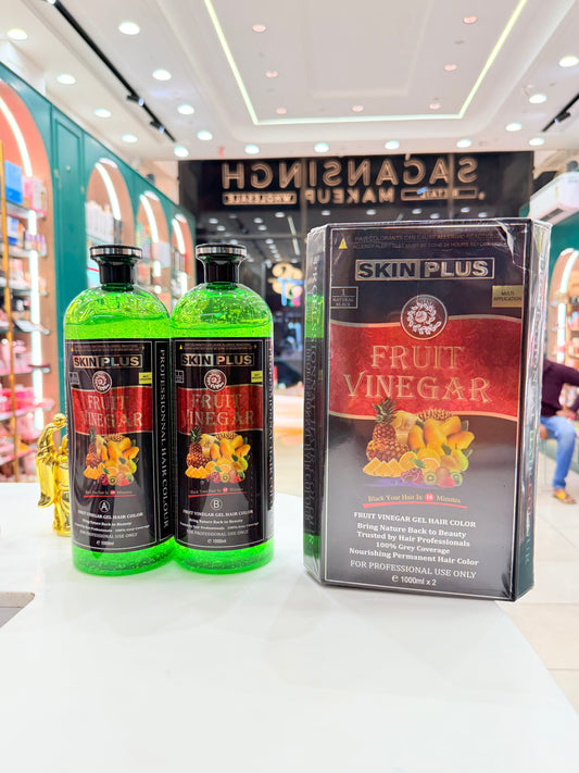 SkinPlus Fruit Vinegar Gel Hair Color – Natural Black | Value Family Pack (2 x 1000ml) | Professional Salon Size