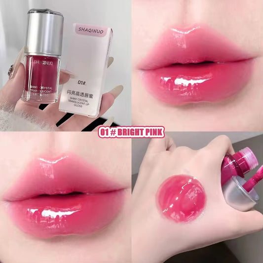 SHAQINUO Shiny Crystal Lip Gloss ✨💖 | Korean Glass Lips 💎 | High Shine Moist Glow 🌸