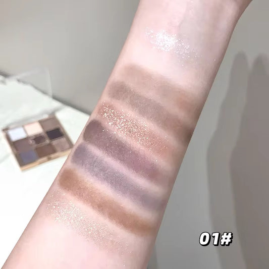 Korean Kawaii 9-Color Eyeshadow Palette 🎀✨ | Matte + Glitter Glam 💖 | INS Trendy Eye Look