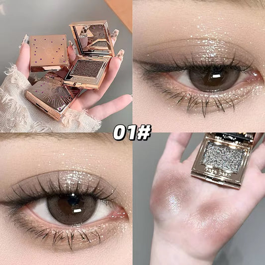 Luxury Single Glitter Eyeshadow 💖 | High-Shine Sparkle ✨ | Korean INS Glam Compact
