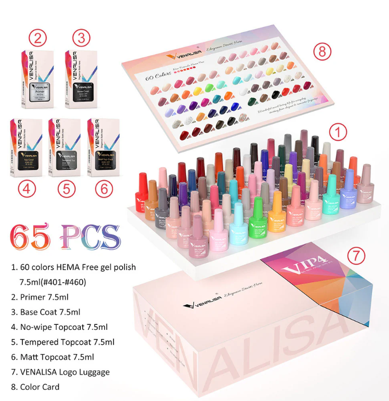 VIP4 Gel Polish Kit 65PCS HEMA Free