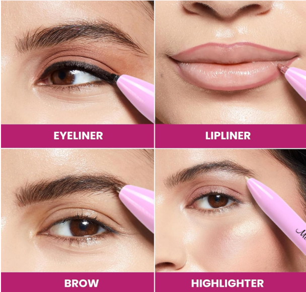 4 IN 1 Makeup Pen Eyeliner for Highlighter, Lip Liner & Eyebrow (100% Working And Authentic)