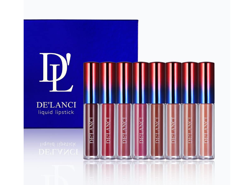 DELANCI Professional Liquid Matte Lipstick Set Nude Waterproof Lipsticks 8 colors
