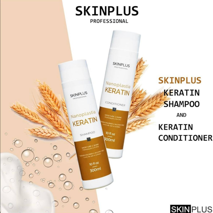 SkinPlus Nanoplastia Keratin Shampoo & Conditioner Set (300ml Each)