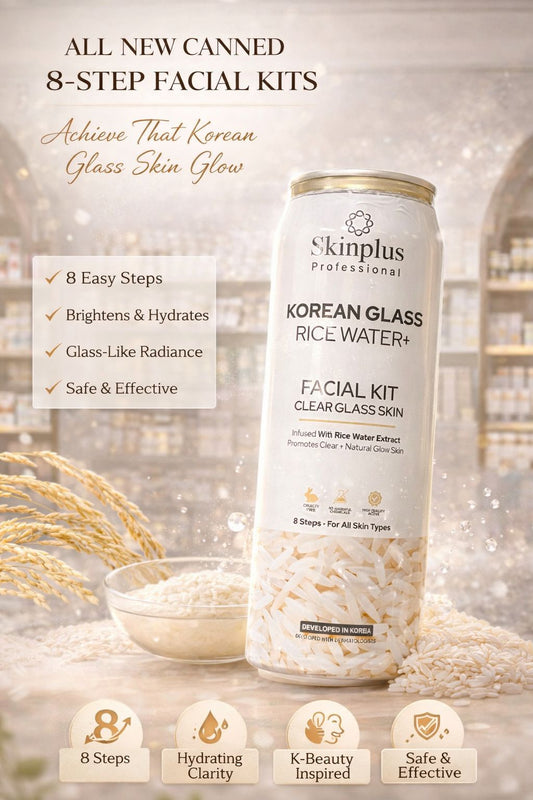 Skinplus Professional Korean Glass Rice Water+ Facial Kit – 8 Step Clear Glass Skin Treatment