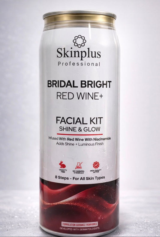 Skinplus Professional Bridal Bright Red Wine+ Facial Kit – Korean 8 Step Wedding Special Shine & Glow Treatment