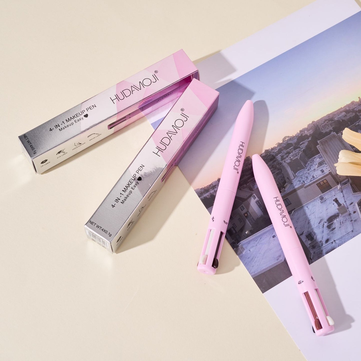 4 IN 1 Makeup Pen Eyeliner for Highlighter, Lip Liner & Eyebrow (100% Working And Authentic)