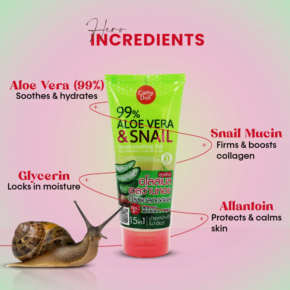 Cathy Doll 99% Aloe Vera & Snail Serum Soothing Gel