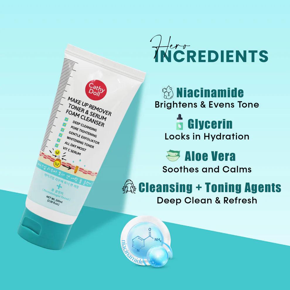 Cathy Doll Make Up Remover Toner Serum Foam Cleanser