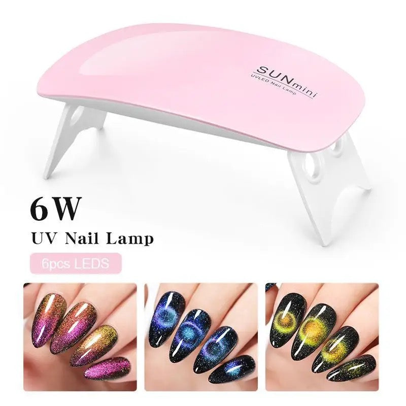 6W LED UV Nail Polish Dryer, Mini Foldable Nail Lamp, Nail Polish Dryer Curing Lamp Light Portable, Gel Based Nail Polish For All Kind Of Nail Paints (Multi-Color)