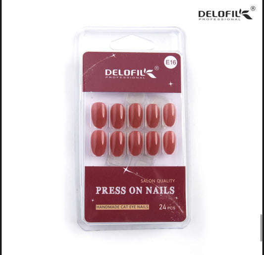 Delofil Premium CAT EYE Nails (Salon Like Nails) 24 Nails in box | Nail Buffer |Glue tabs Included - E16