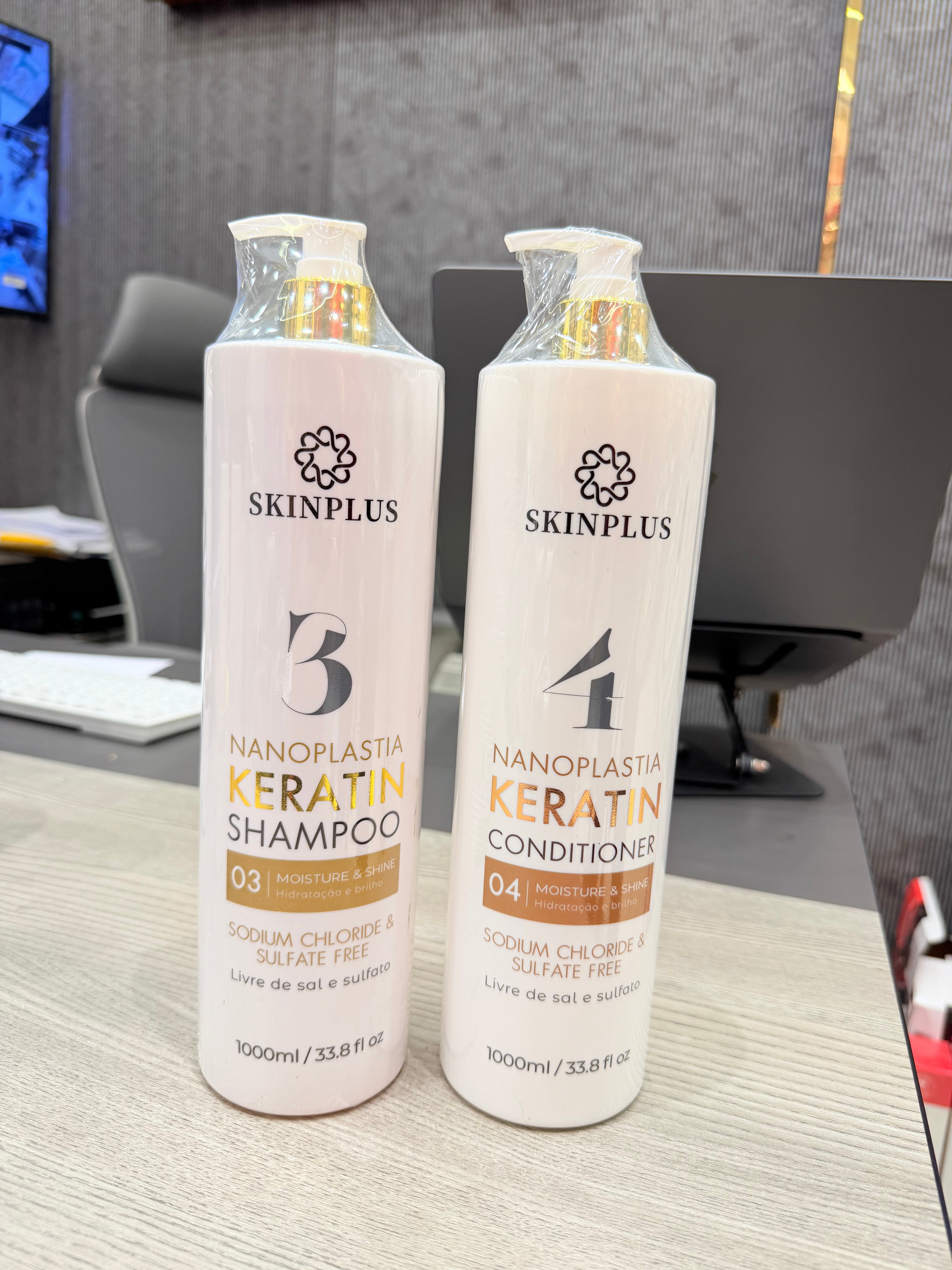 THE BEST SkinPlus Nanoplastia Keratin Shampoo & Conditioner Set (1000ML Each) SALE 20-21-22 FEB