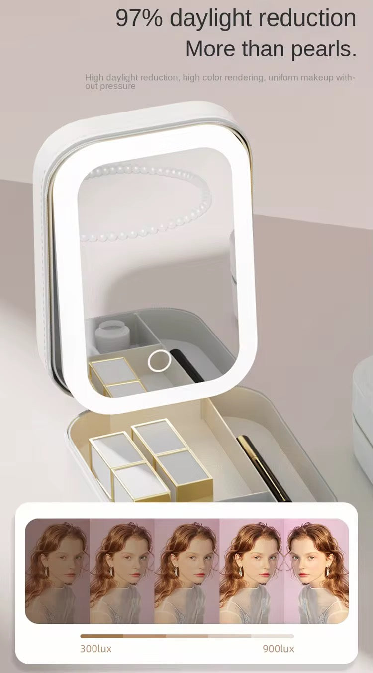 LED Mirror Makeup Travel Box