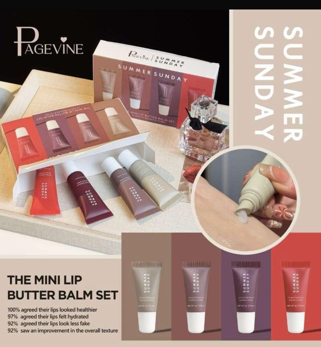 Summer Sunday Mini Neutrals Lip Butter Balm Set (Pack of 4)