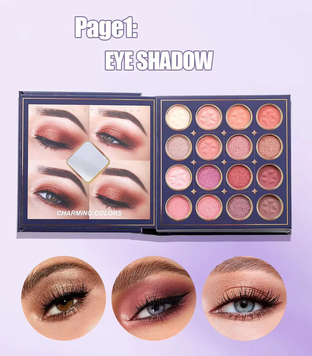 IGOODCO 8 Page All-in-One Makeup Book | Eyeshadow, Blush, Lip, Contour & More | Full Face Kit