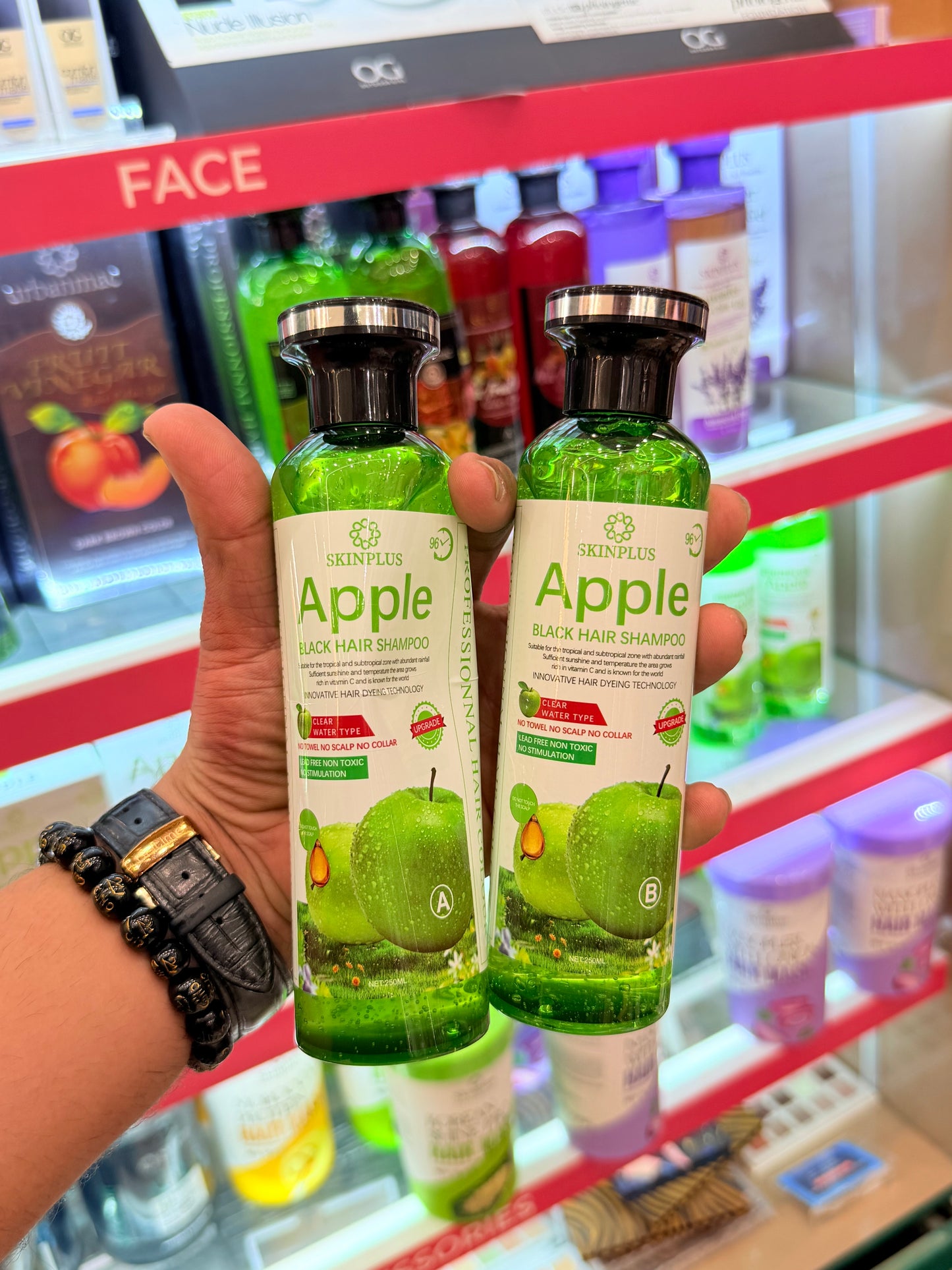 Skinplus Apple Natural Black Hair Shampoo – The Best Choice | Premium Natural Black Hair Color (Not Jet Black) | 250ml + 250ml