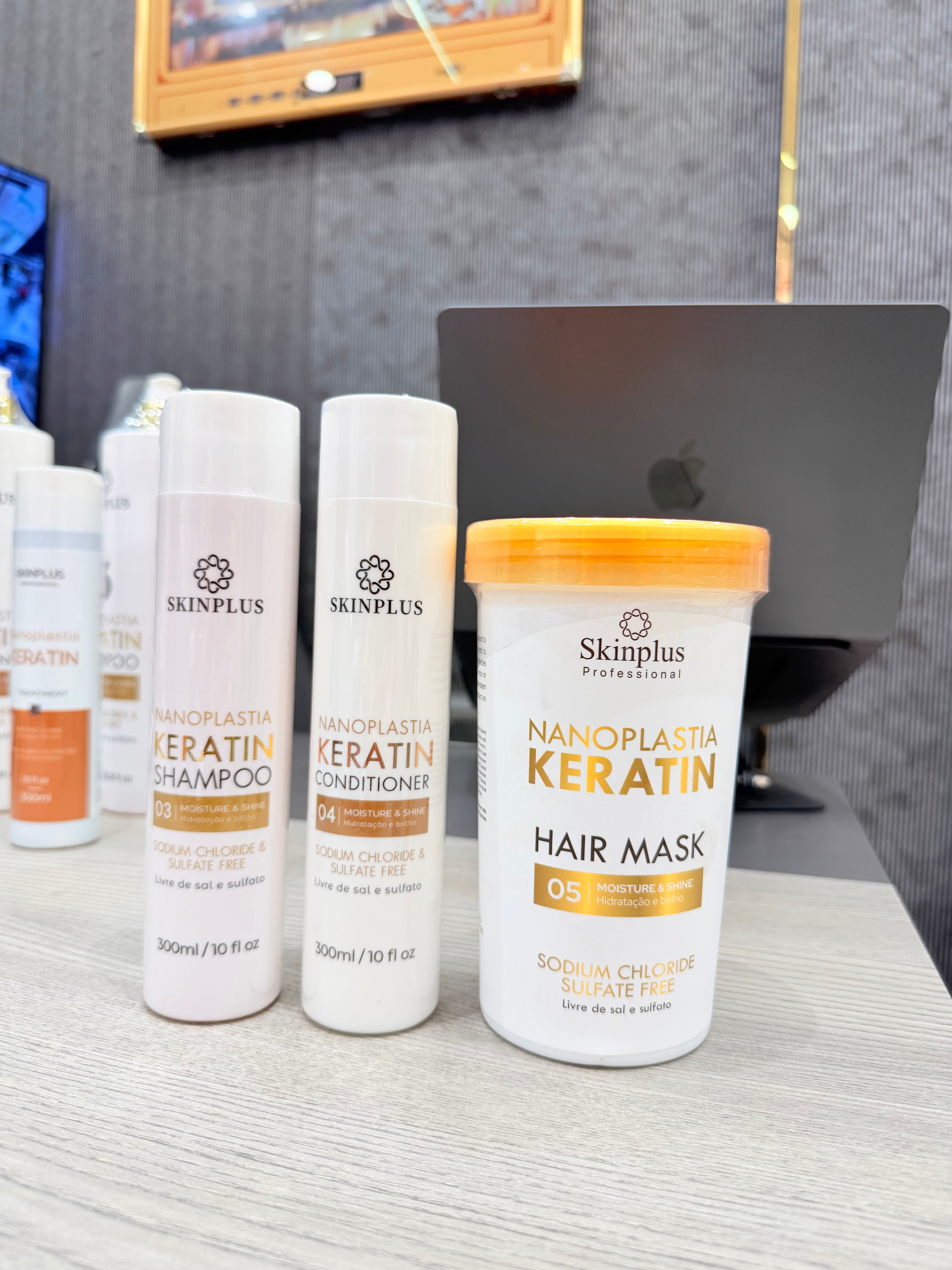 Skinplus Nanoplastia Keratin Trio Set (Shampoo 300ml + Conditioner 300ml + Hair Mask 800ml)